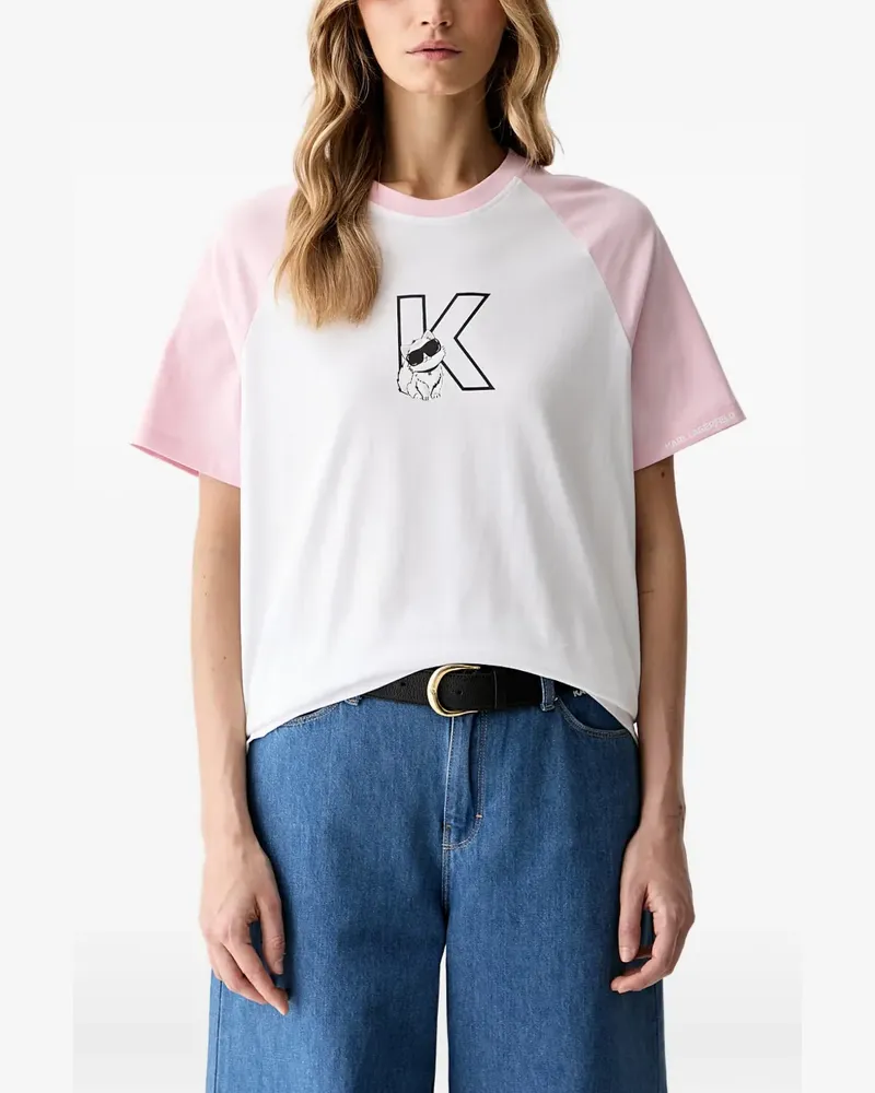 Karl Lagerfeld raglan-sleeve logo-print T-shirt - Weiß Weiß