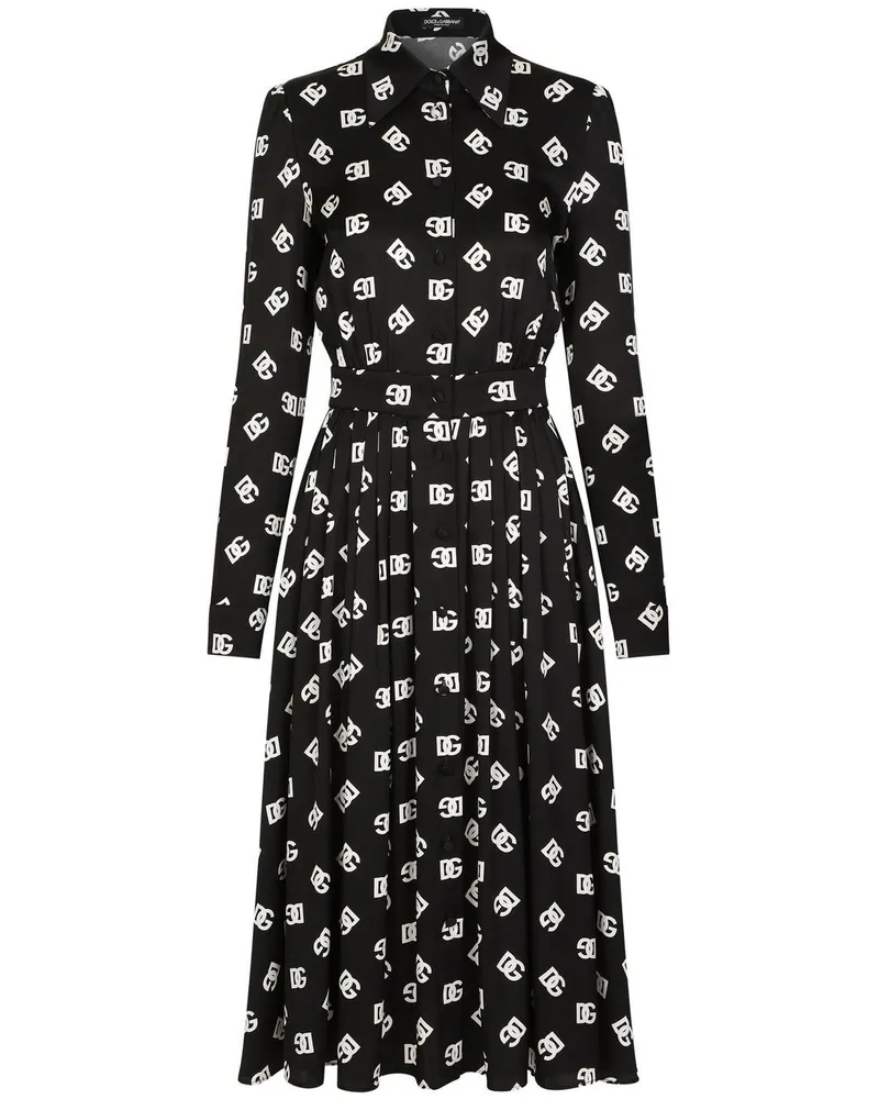Dolce & Gabbana Midikleid mit Gürtel - Schwarz Schwarz