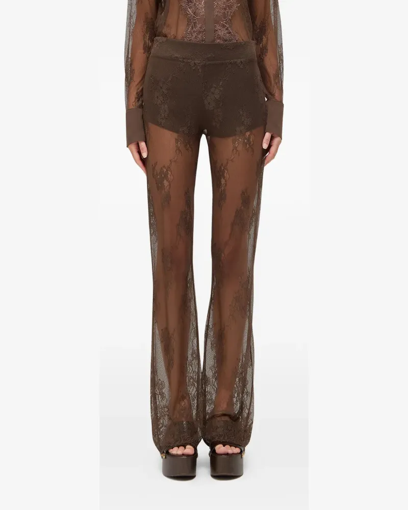 Blumarine floral-lace trousers - Braun Braun