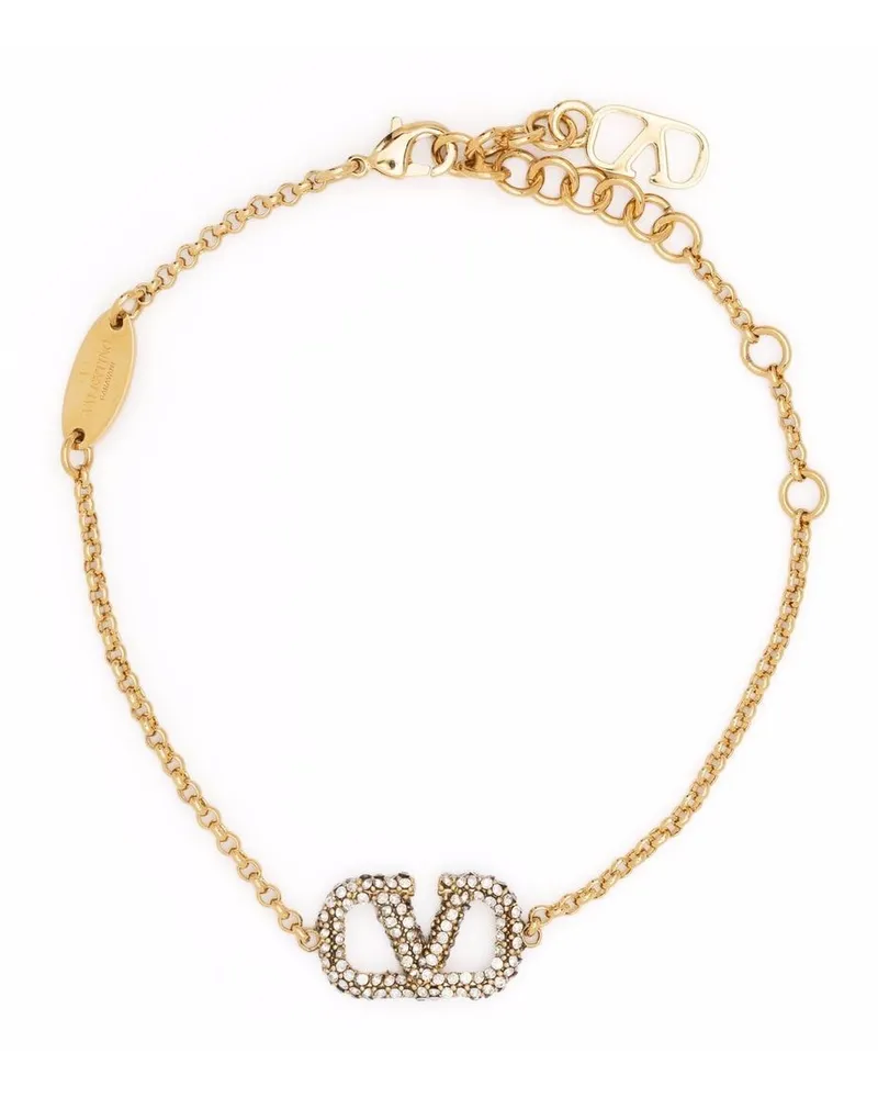 Valentino Garavani VLogo Armband mit Kristallen Gold