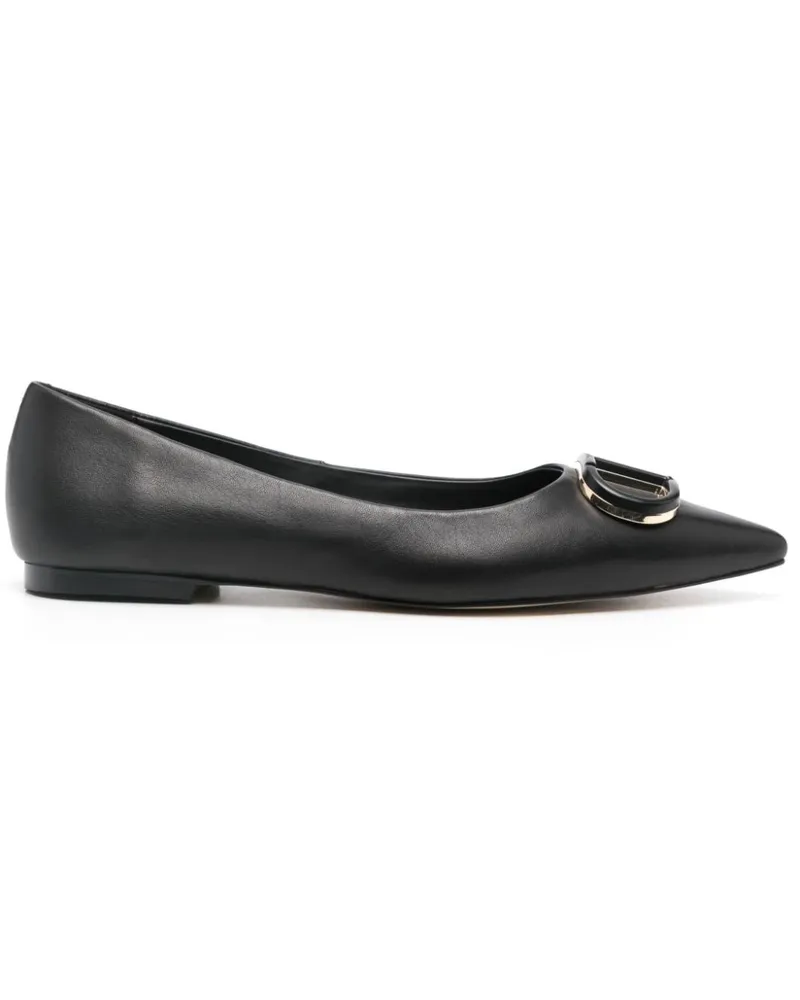 Twin-Set Ballerinas mit Logo-Schild - Schwarz Schwarz