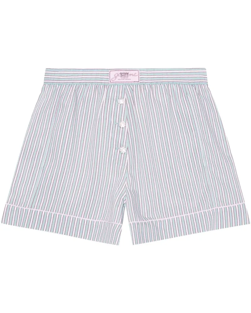 Ganni Gestreifte Shorts - Weiß Weiß