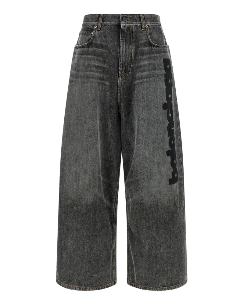 Balenciaga embroidered-logo baggy jeans - Grau Grau