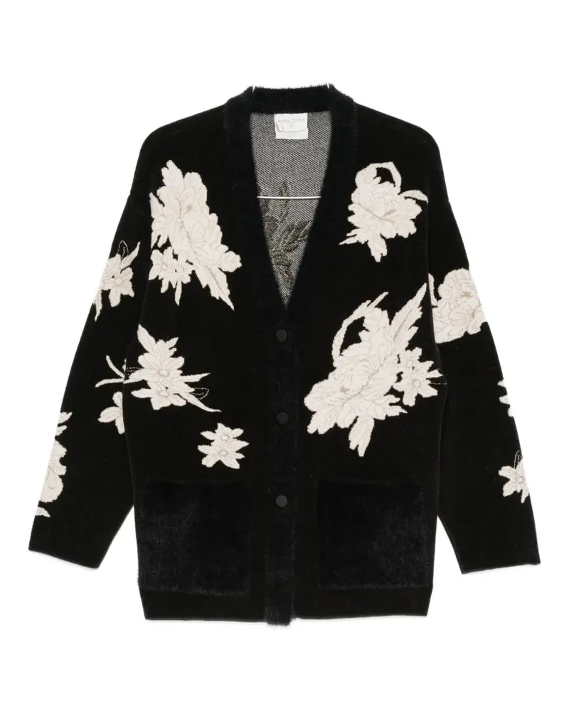 forte_forte floral-embroidered cardigan-style jacket - Schwarz Schwarz
