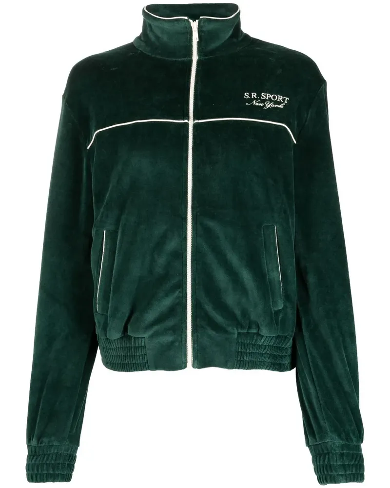 SPORTY & RICH Sportjacke mit Logo-Print - Grün Grün