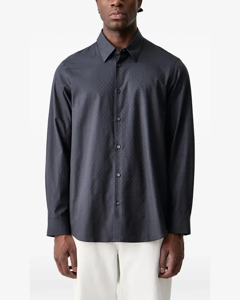 Armani Exchange monogram-pattern long-sleeve shirt - Grau Grau
