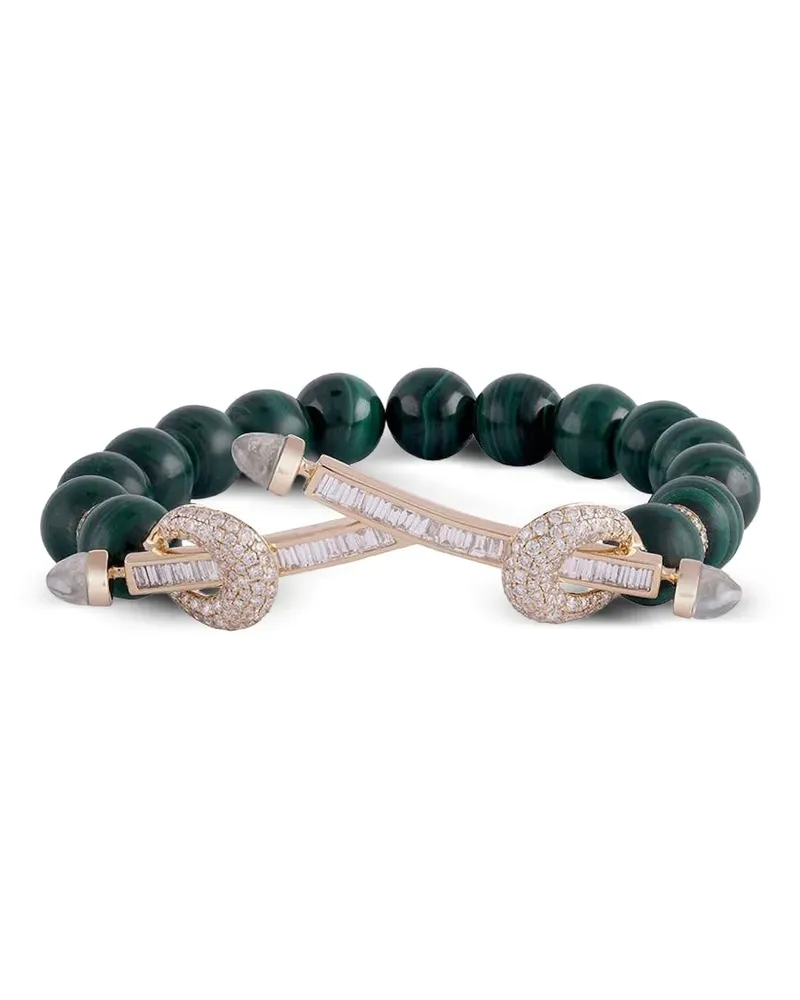 Ananya 18kt Chakra Twin Gelbgoldarmband mit Diamant und Malachit Gold