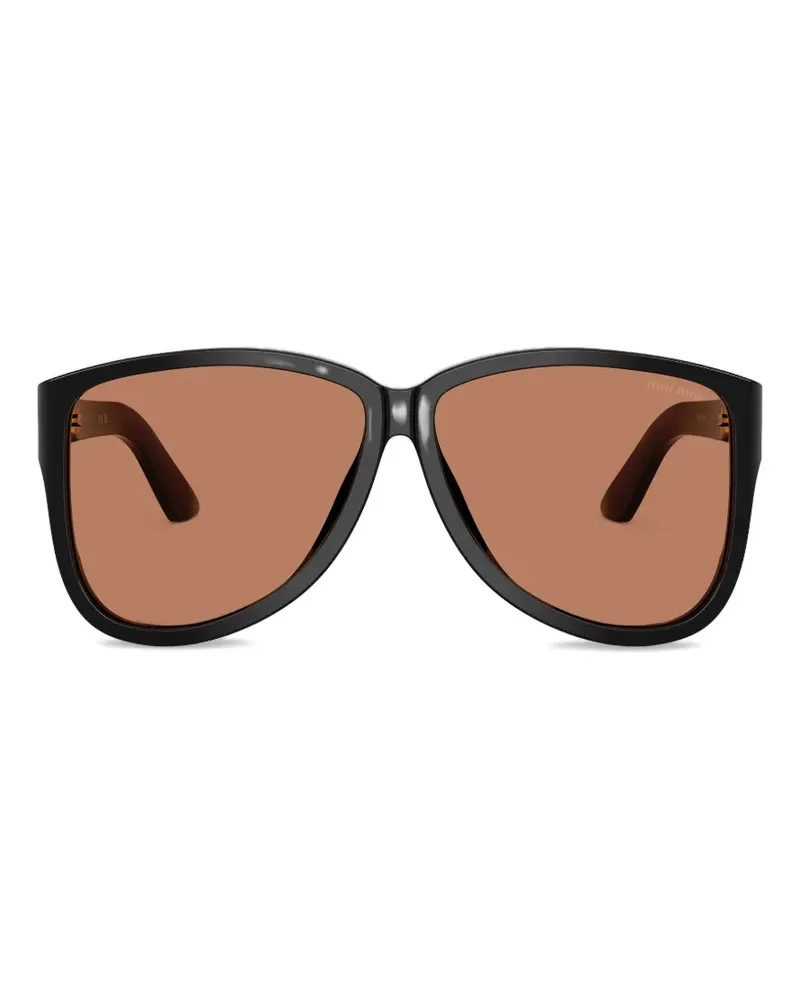 Miu Miu Pilotenbrille mit Logo-Schild - Schwarz Schwarz