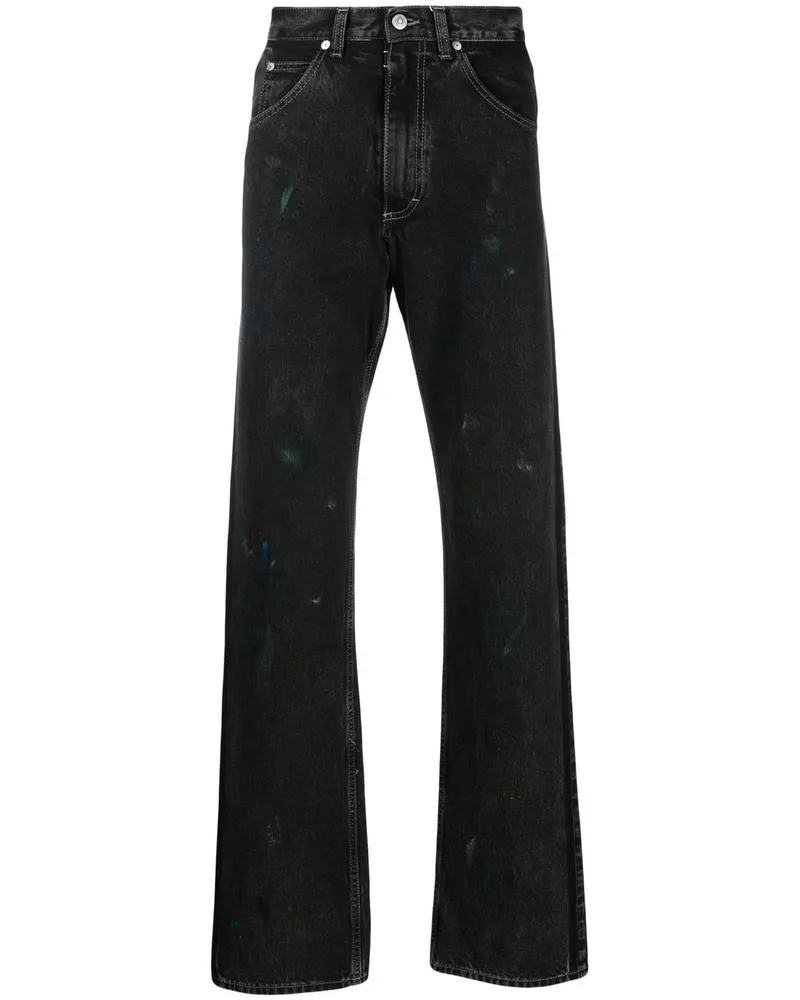 Maison Margiela Gerade Jeans mit Farbklecks-Print Schwarz