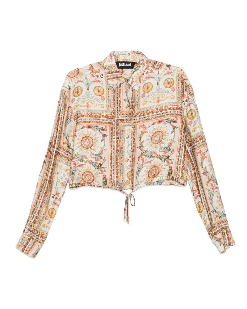 Just Cavalli tie detail floral blouse - Nude Nude