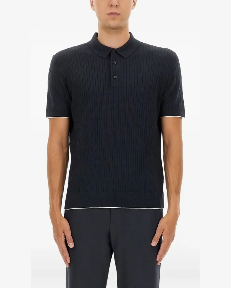 HUGO BOSS Geripptes Poloshirt - Blau Blau