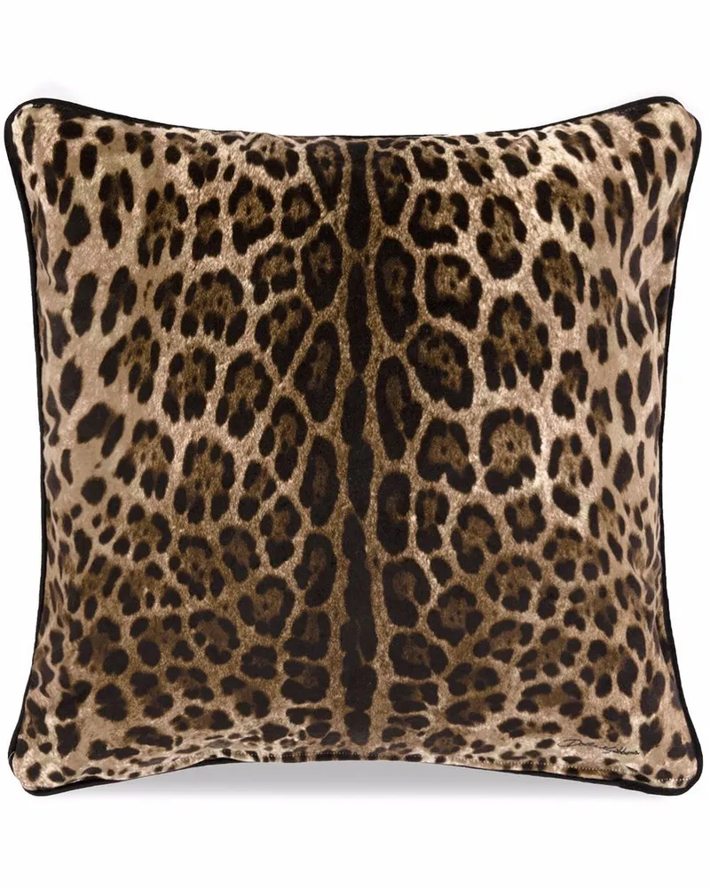 Dolce & Gabbana Mittelgroßes Kissen mit Leopardo-Print - Braun Braun