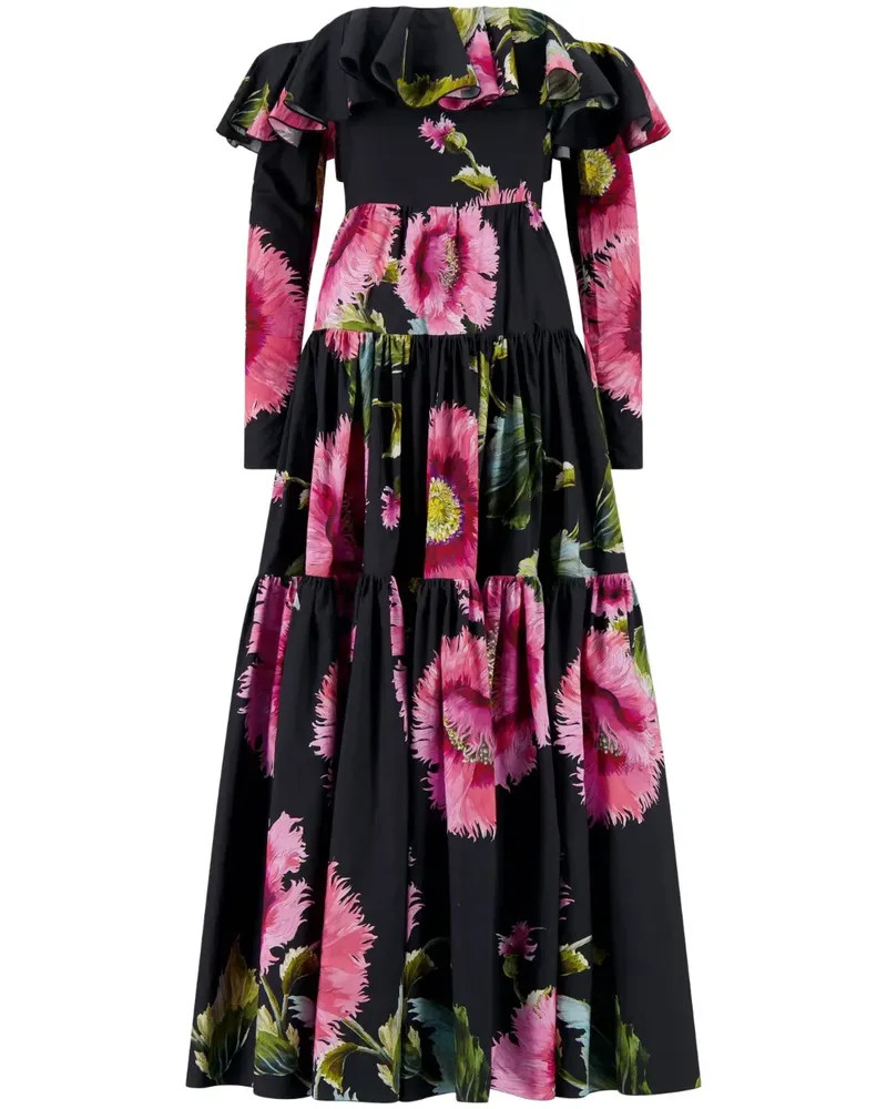 Giambattista Valli Schulterfreies Kleid mit Rüschen - Schwarz Schwarz