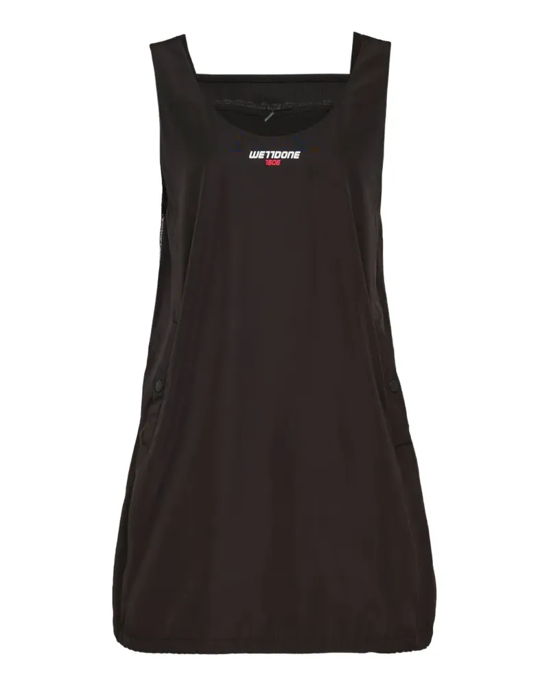 WE 11 DONE layered logo-print dress - Schwarz Schwarz