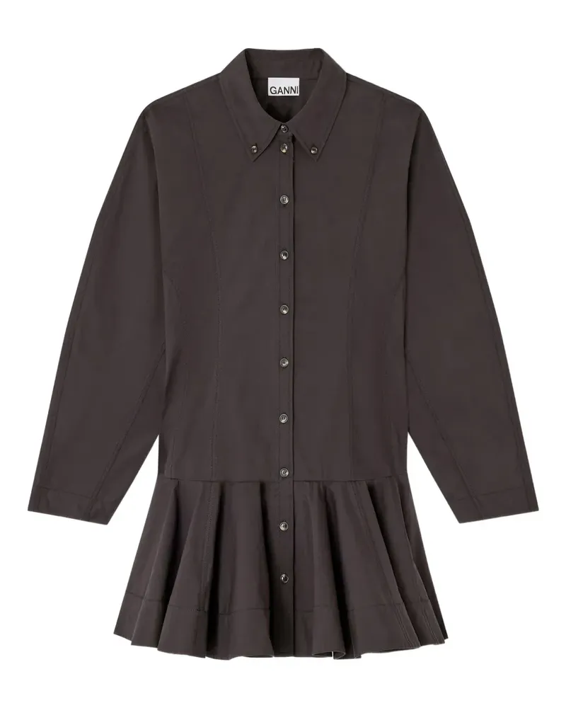 Ganni Kleid mit Knopfleiste und Rüschen - Braun Braun