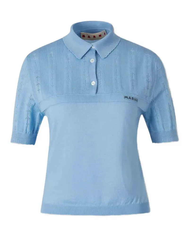 Marni pointelle-knit polo shirt - Blau Blau