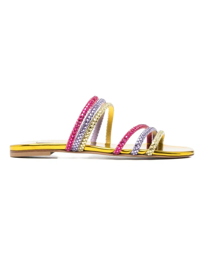 Casadei crystal-embellished metallic-finish sandals - Gold Gold