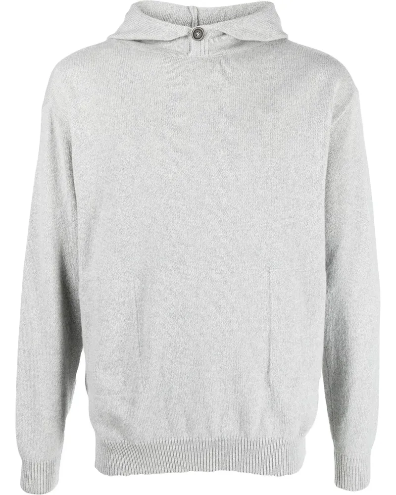 Malo Gestrickter Hoodie mit Knopf - Grau Grau