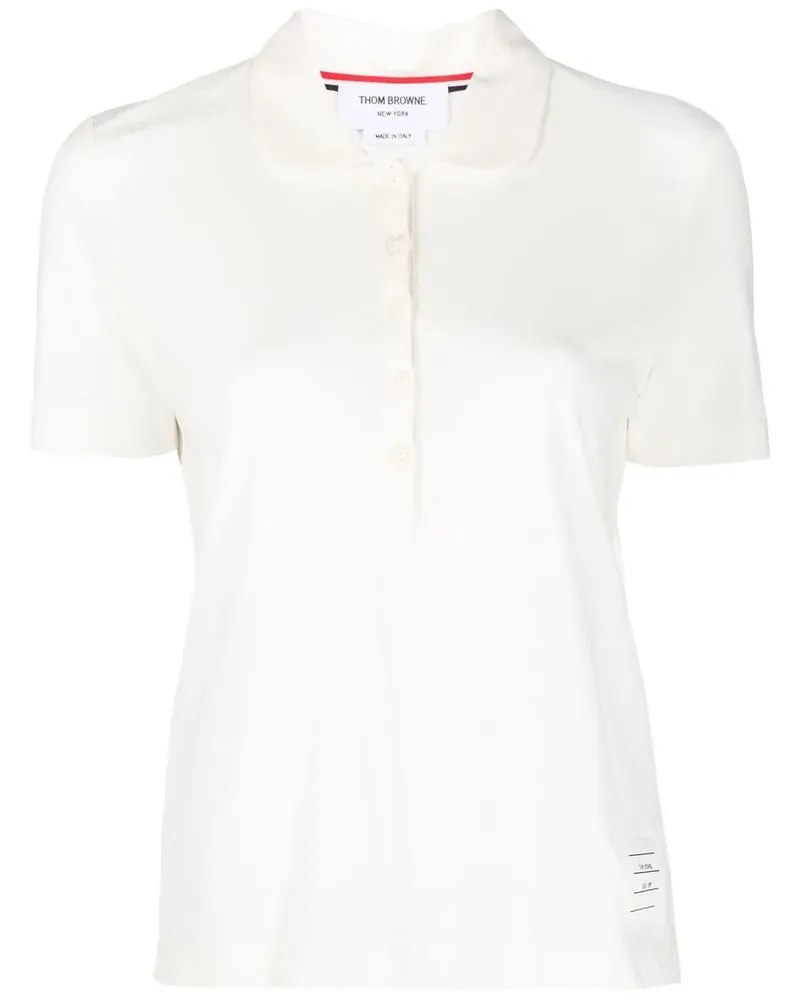 Thom Browne Poloshirt mit Logo-Patch - Weiß Weiß