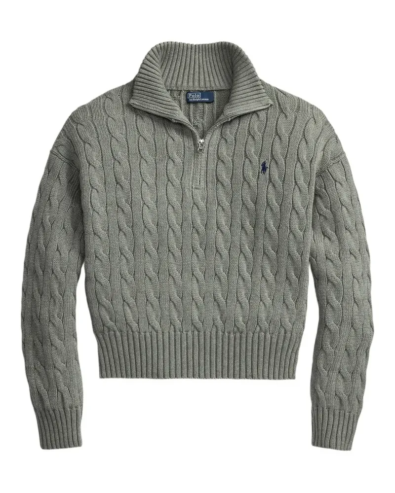 Ralph Lauren Zopfmuster-Pullover mit Viertelreißverschluss - Grau Grau