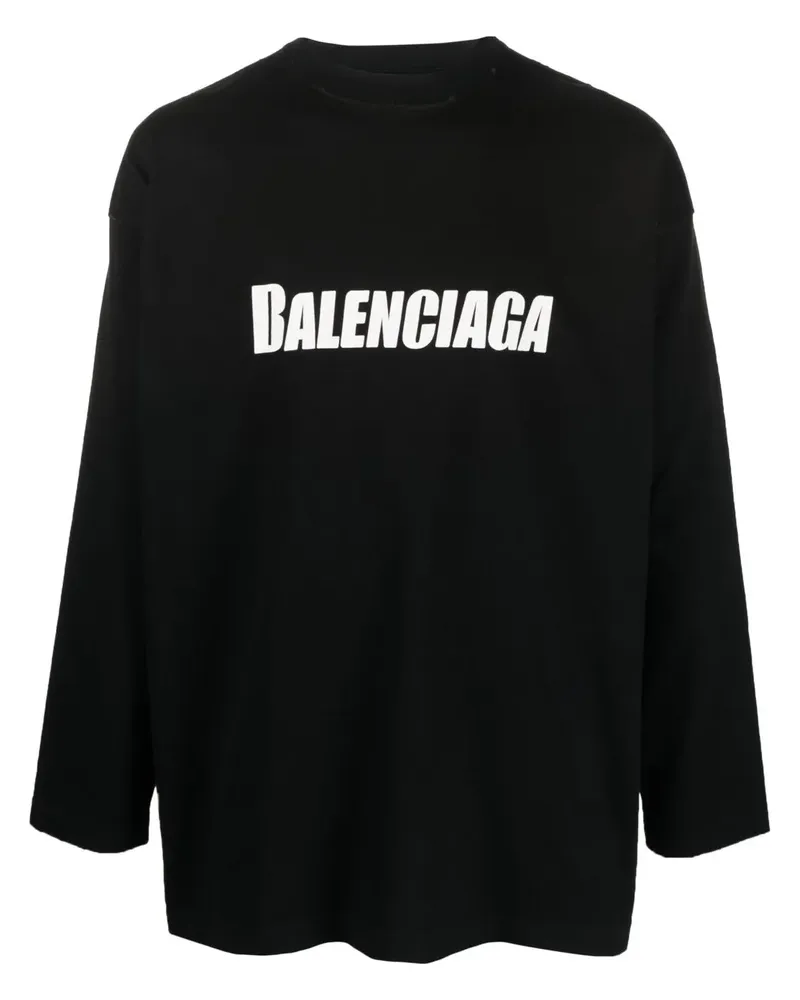 Balenciaga Langarmshirt mit Logo-Print - Schwarz Schwarz