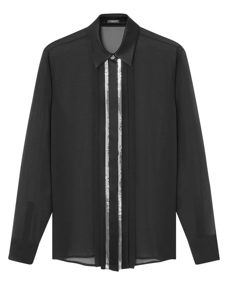 Versace Metal Mesh Georgette-Hemd - Schwarz Schwarz