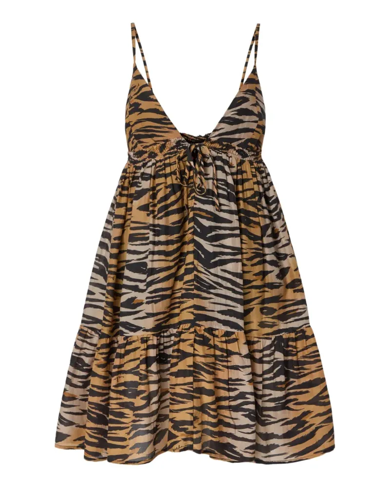 Pinko Gestuftes Kleid mit Tiger-Print - Nude Nude