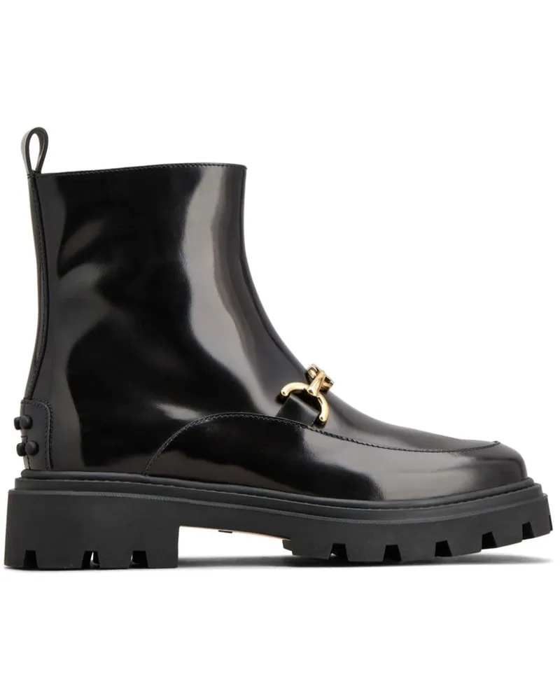 TOD'S Stiefeletten mit Logo-Schild - Schwarz Schwarz