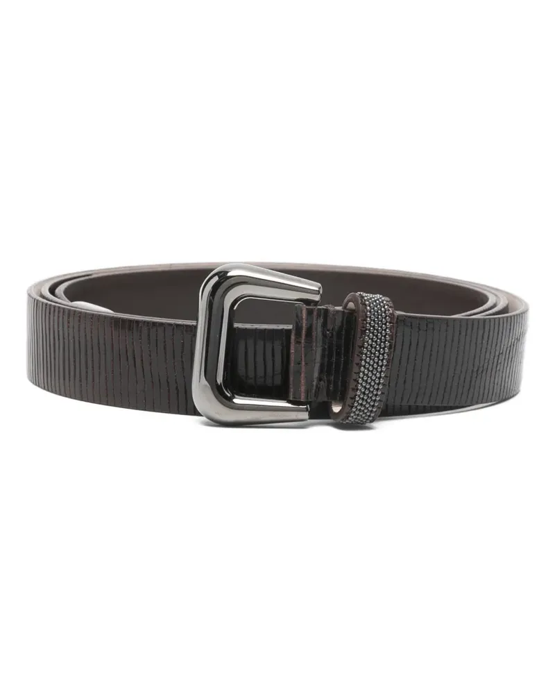 Brunello Cucinelli embossed-leather belt - Braun Braun
