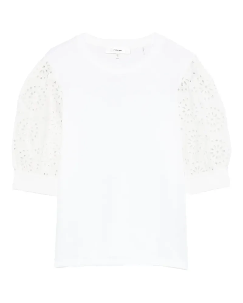 Frame Denim Puffärmel-T-Shirt mit Lochstickerei - Weiß Weiß