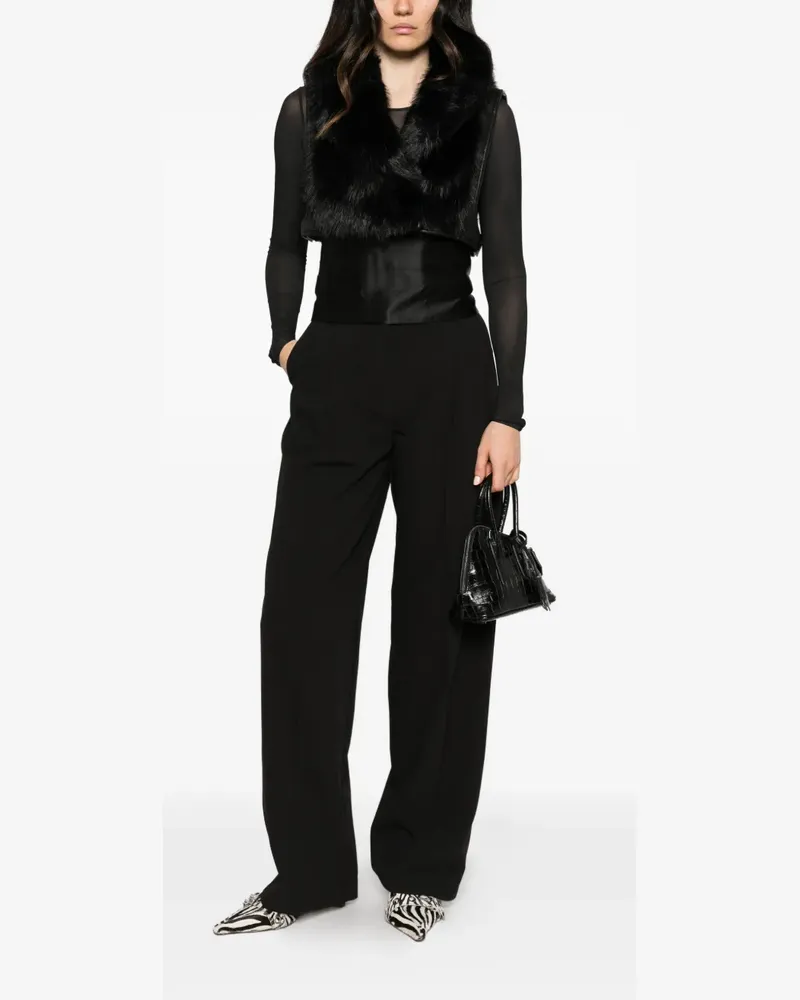 Patrizia Pepe faux-fur high-neck gilet - Schwarz Schwarz
