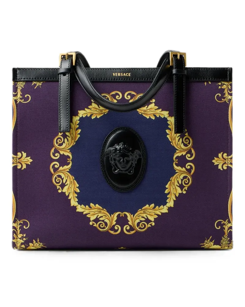 Versace Rivière Tote Bag aus Canvas mit Print - Violett Violett
