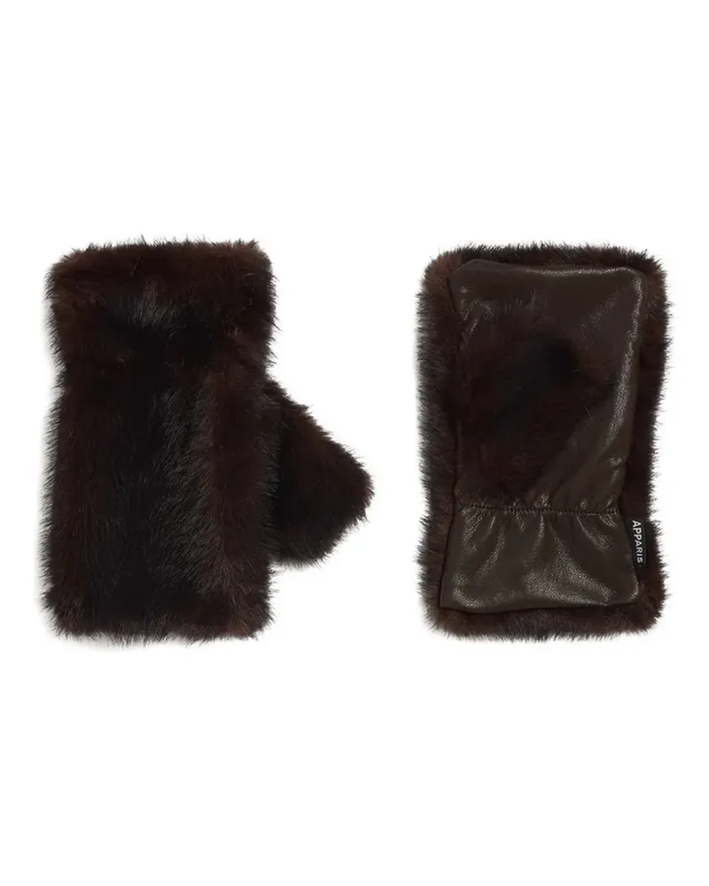 APPARIS Fingerlose Harper Handschuhe aus Faux Fur - Braun Braun