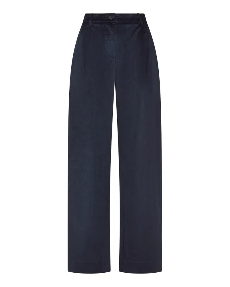 CRUNA pleated corduroy-texture high-waisted trousers - Blau Blau