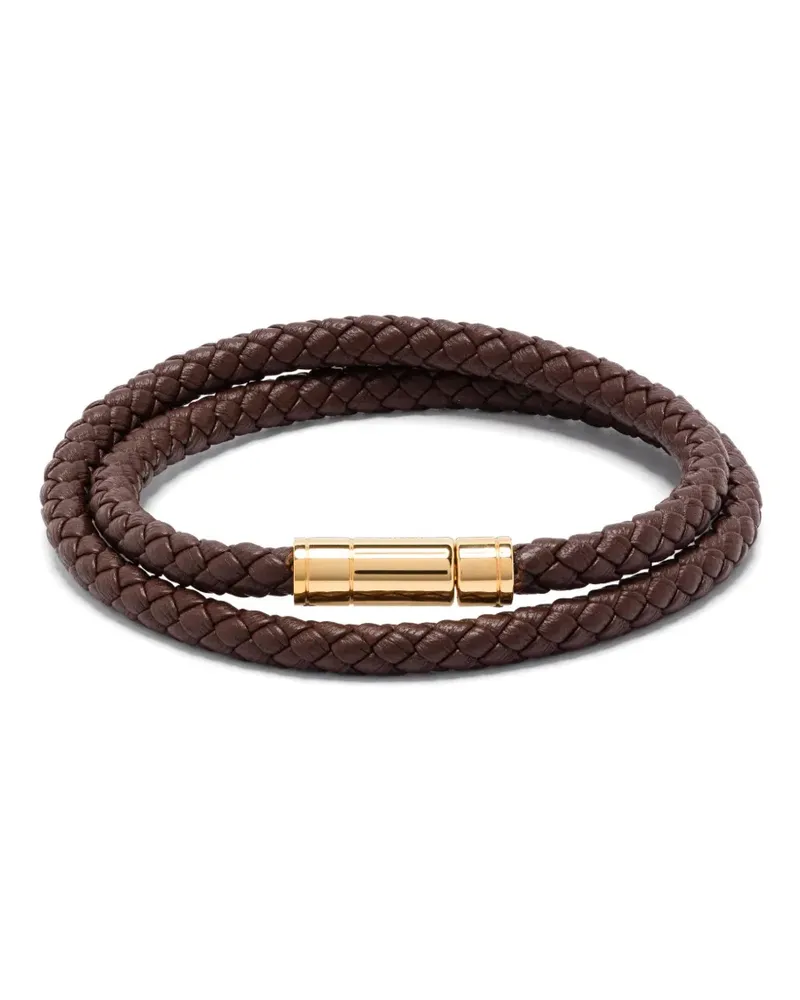 Tom Ford Geflochtenes Lederarmband - Gold Gold
