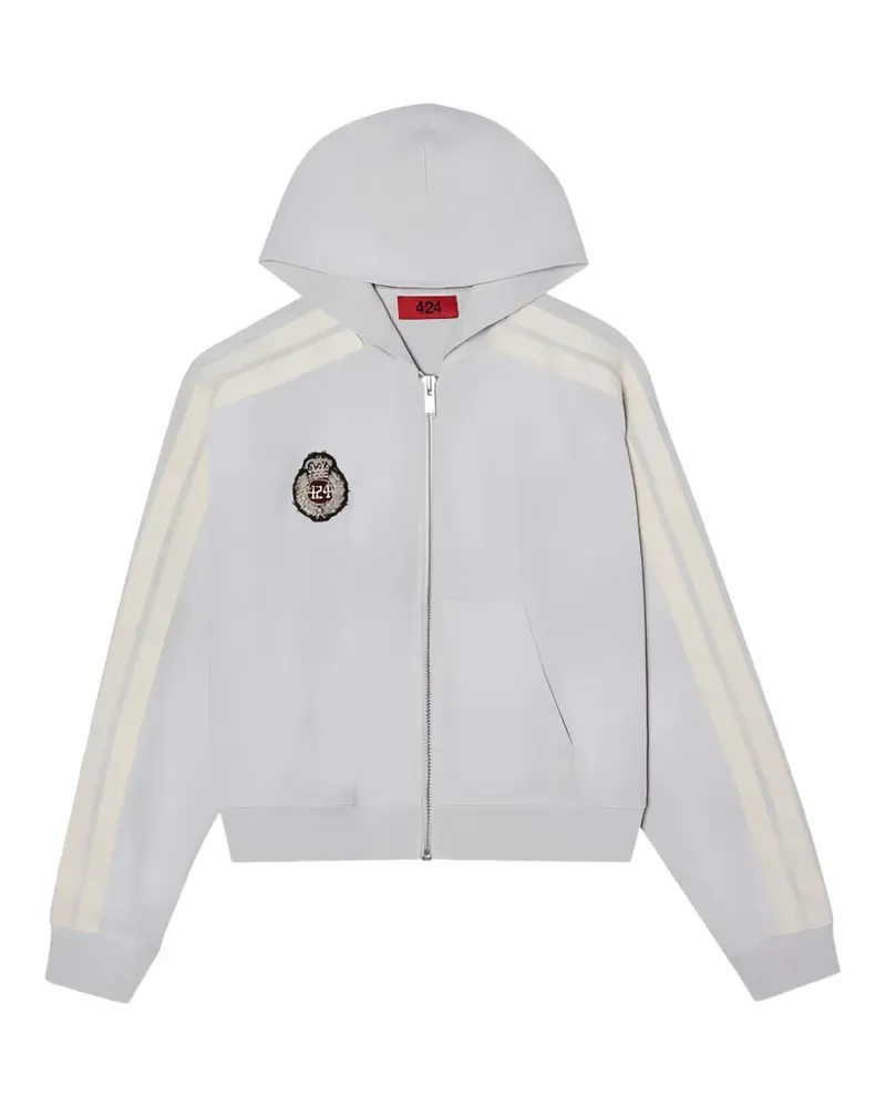 FourTwoFour on Fairfax side-stripe logo-patch hoodie - Grau Grau
