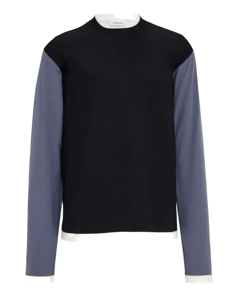 Ferragamo Langarmshirt in Colour-Block-Optik - Schwarz Schwarz