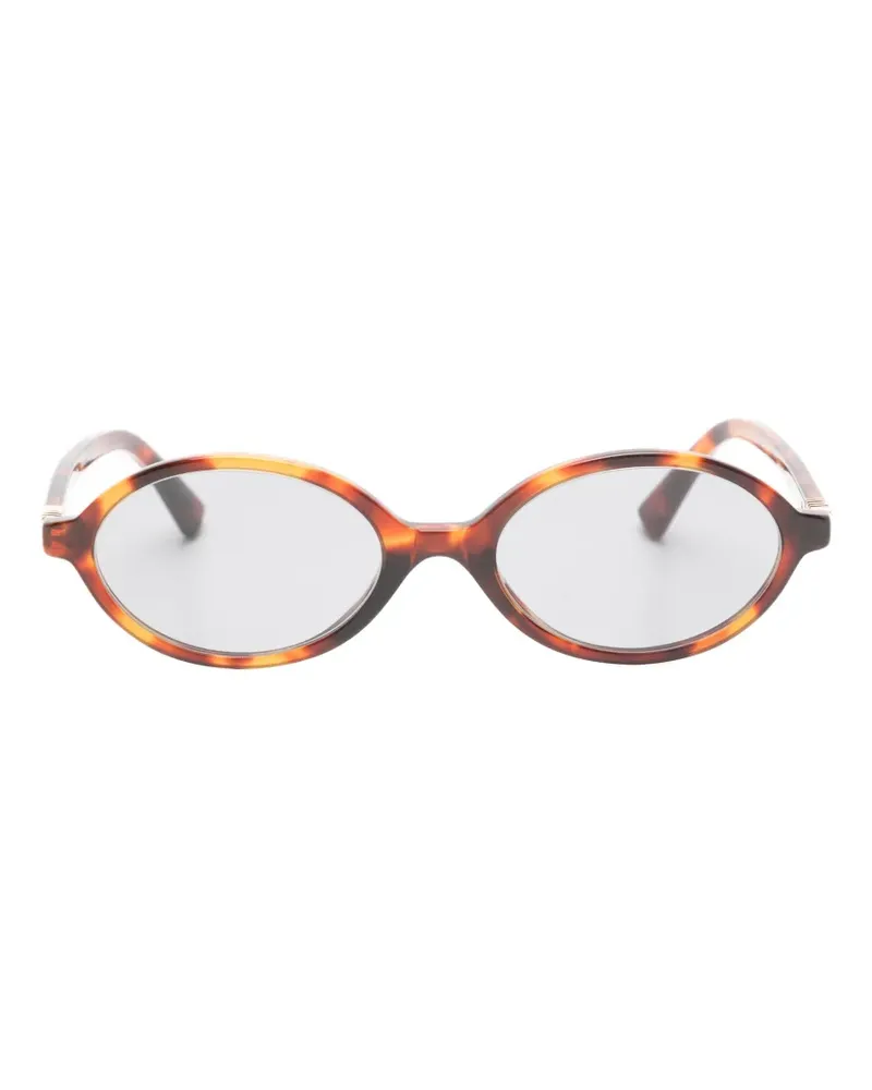 Miu Miu tortoiseshell-effect oval-frame sunglasses - Braun Braun