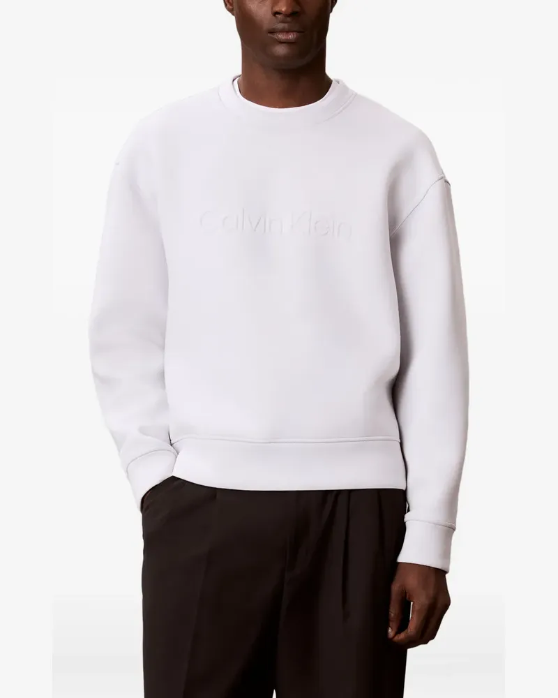 Calvin Klein logo-embossed dropped-shoulder sweatshirt - Weiß Weiß
