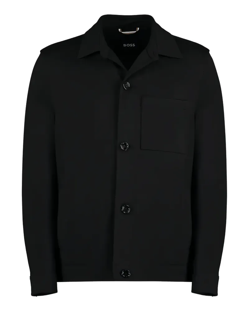 HUGO BOSS Hemdjacke mit geknöpfter Tasche - Schwarz Schwarz