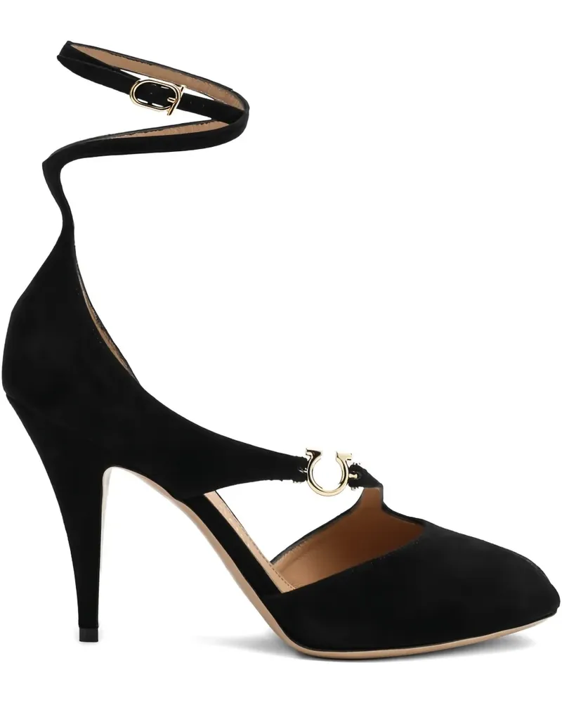 Ferragamo Molly Peeptoe-Pumps mit Knöchelriemen 95mm - Schwarz Schwarz