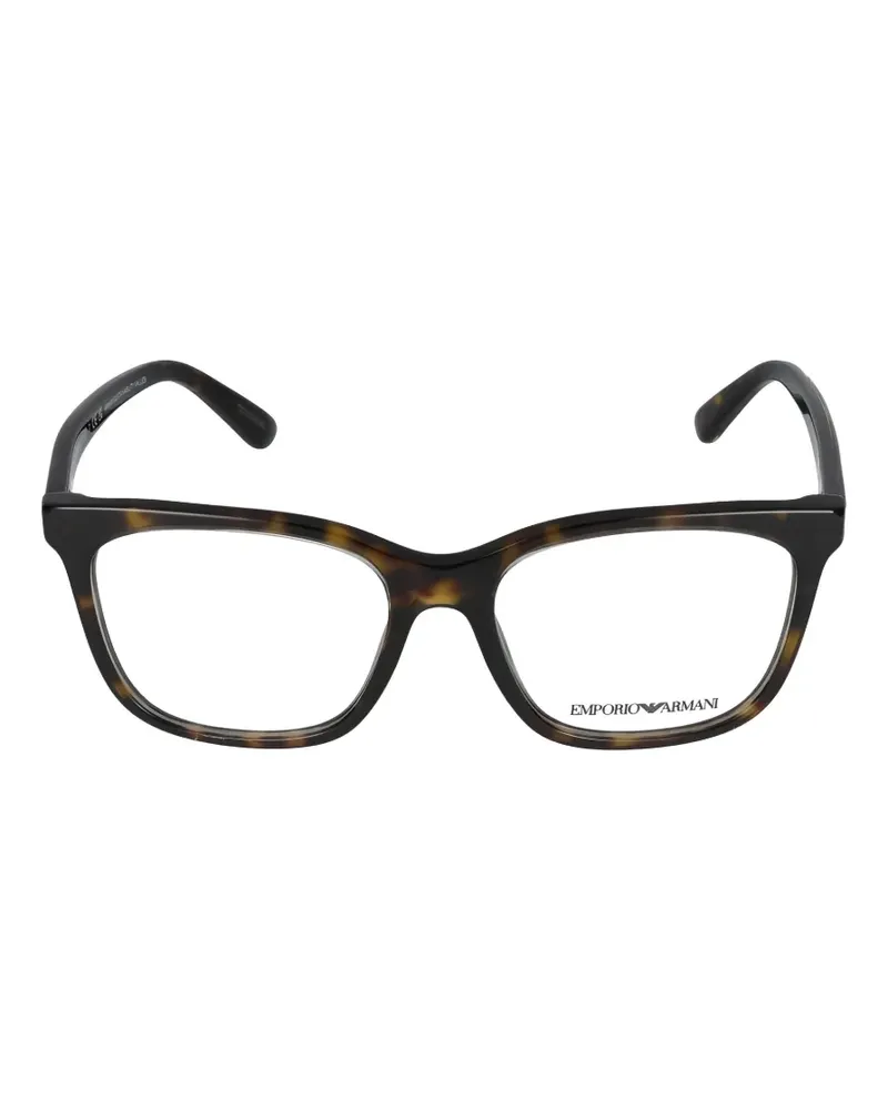Emporio Armani tortoiseshell-effect rectangle-frame glasses - Braun Braun