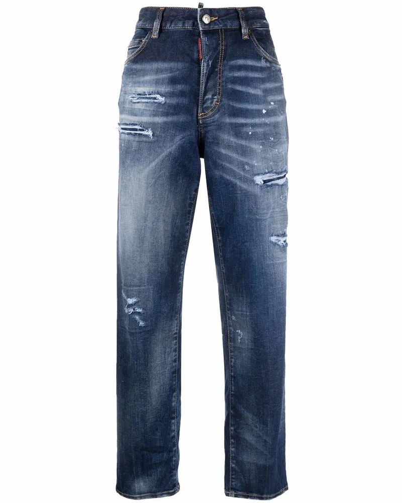 Dsquared2 High-Waist-Jeans im Distressed-Look - Blau Blau