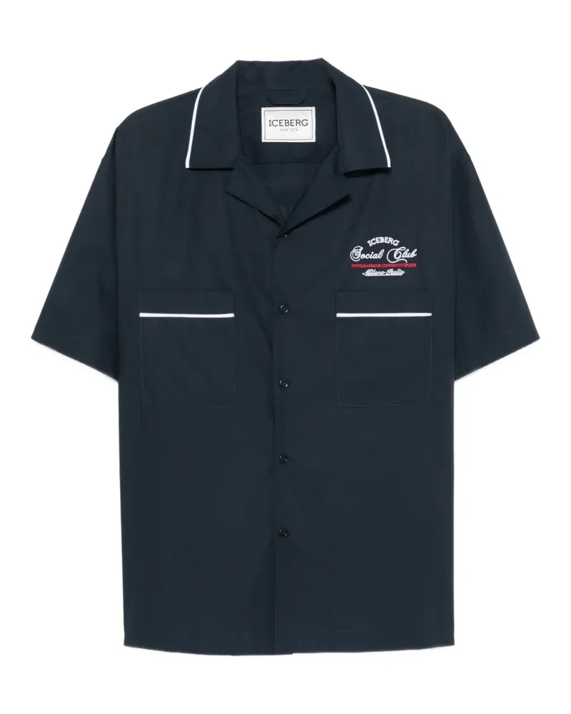 Iceberg logo-embroidered piping-detail shirt - Blau Blau
