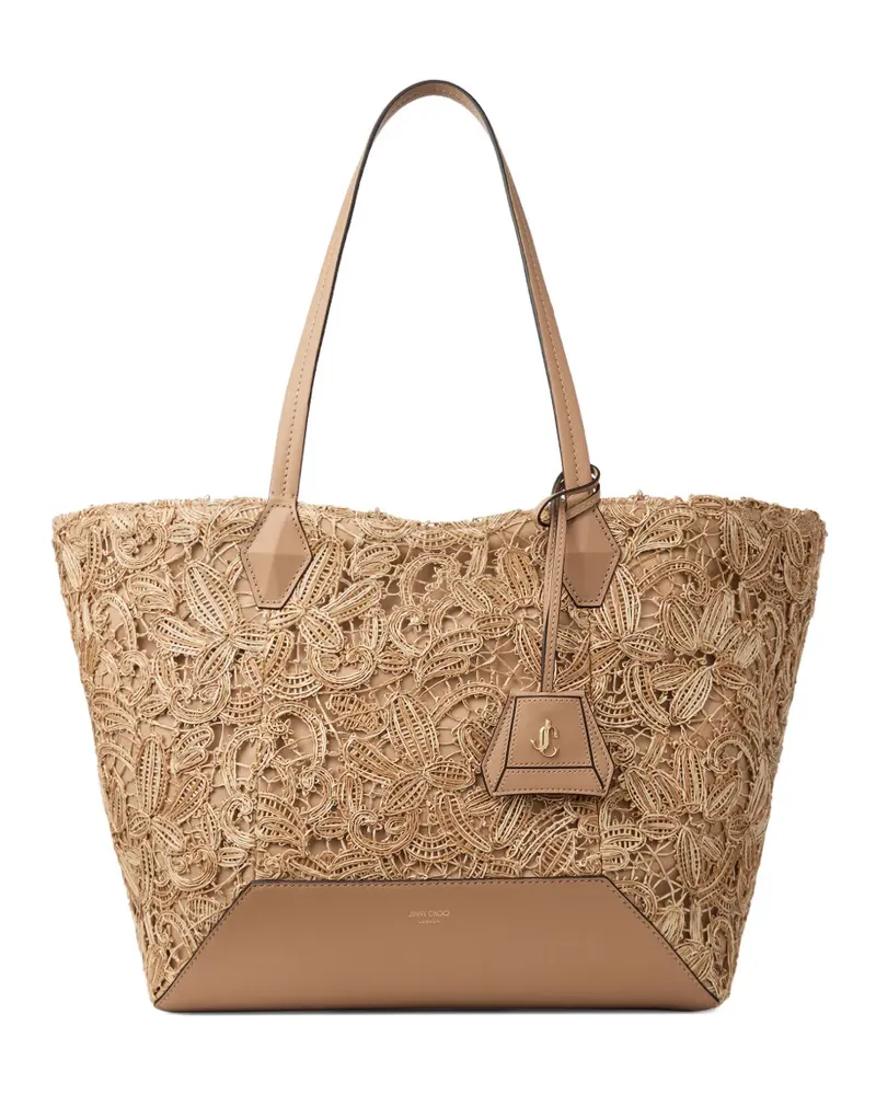 Jimmy Choo medium Diamond floral-appliqué tote bag - Nude Nude