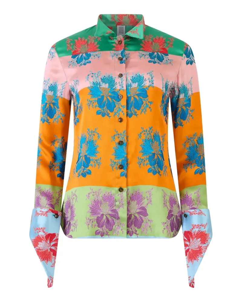 Rosie Assoulin Gestreiftes Hemd mit Blumen - Orange Orange