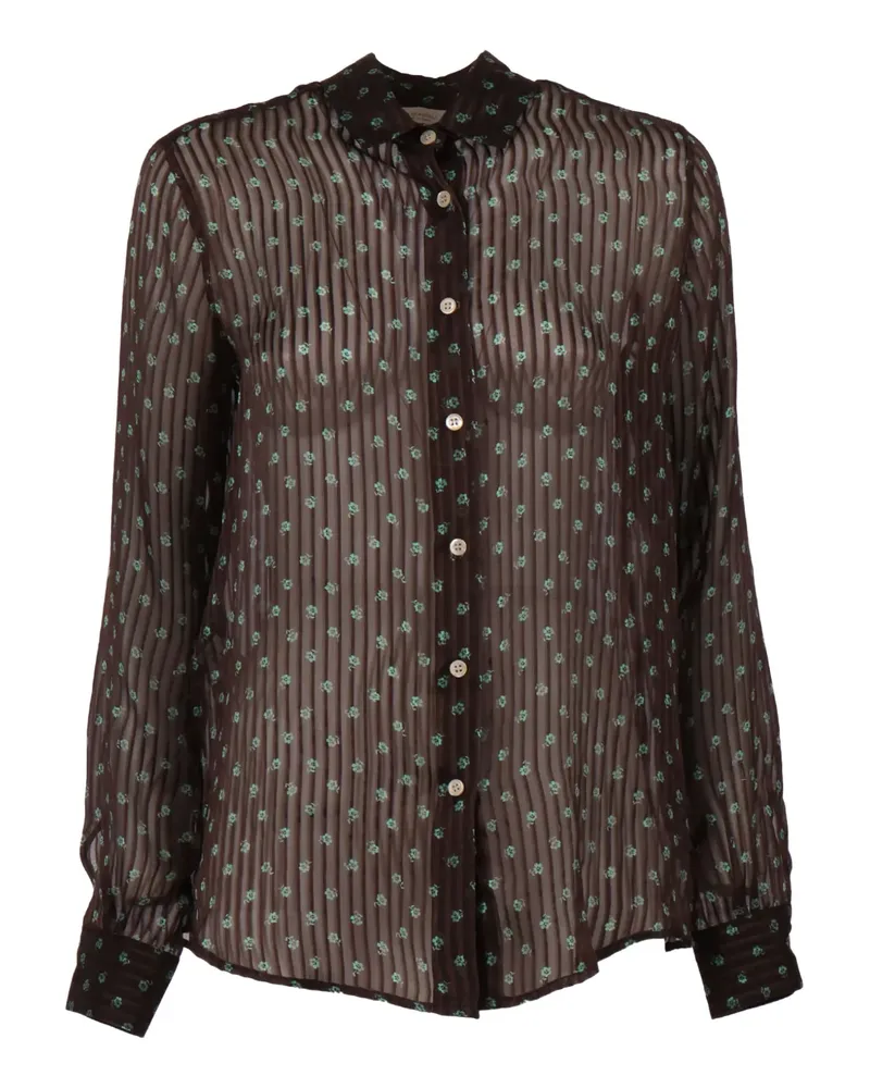 MAZZARELLI Gestreiftes Hemd mit Blumen - Braun Braun