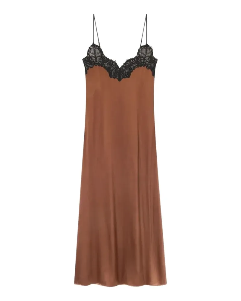 Co Spaghettikleid mit Spitzenbesatz - Braun Braun