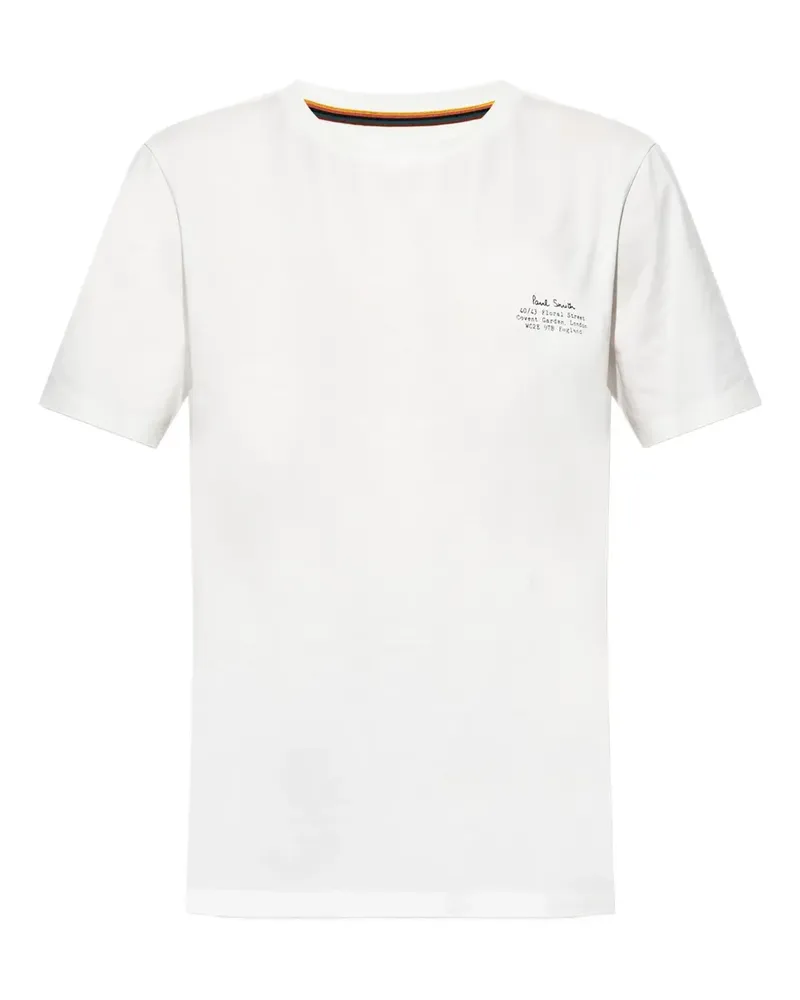Paul Smith Rundhals-T-Shirt mit Textstickerei - Weiß Weiß