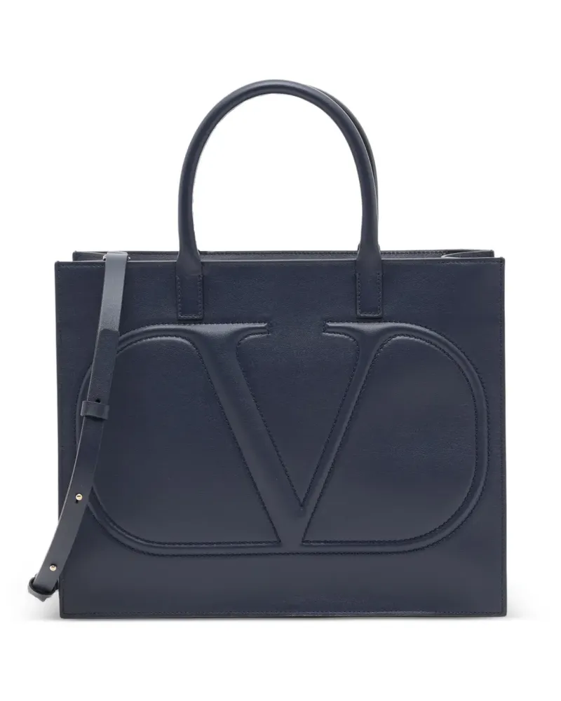 Valentino Garavani VLogo Walk calfskin shopping bag - Blau Blau